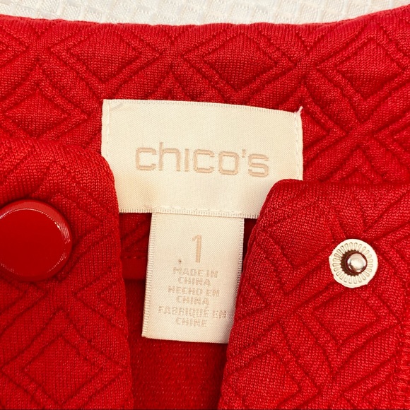 Chico’s Quilted Red Jacket Zipper Pockets Size Small Like New - Picture 13 of 16